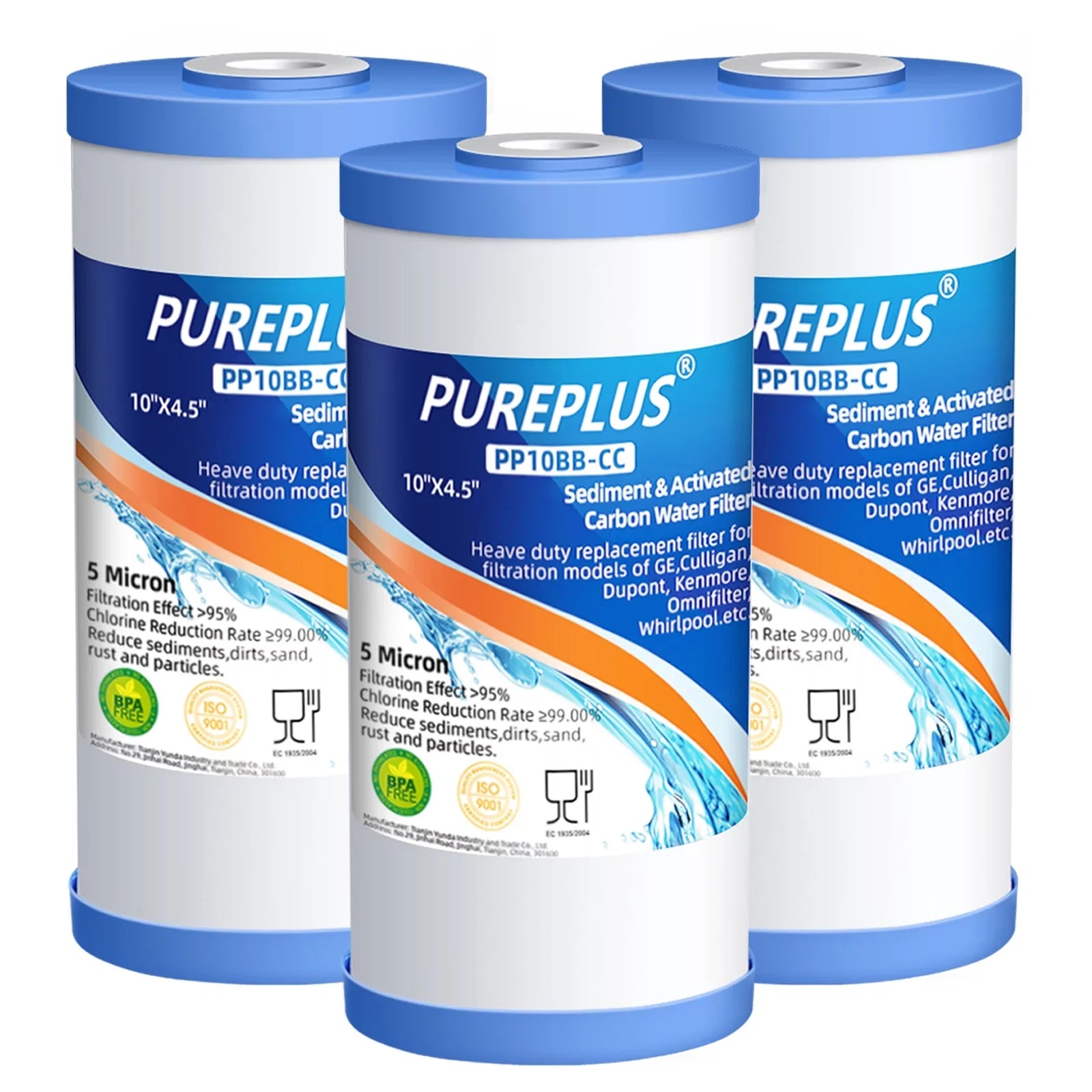 GNWH38S PP10BB-CC GE WRC25HD RFC-BB GXWH35F Sediment GXWH40L 4.5 Culligan House Whole Pentek x 5 Water and PUREPLUS Micron 10 FXHTC RFC-BBSA Compatible 3Pack Filter Carbon with Cartridge