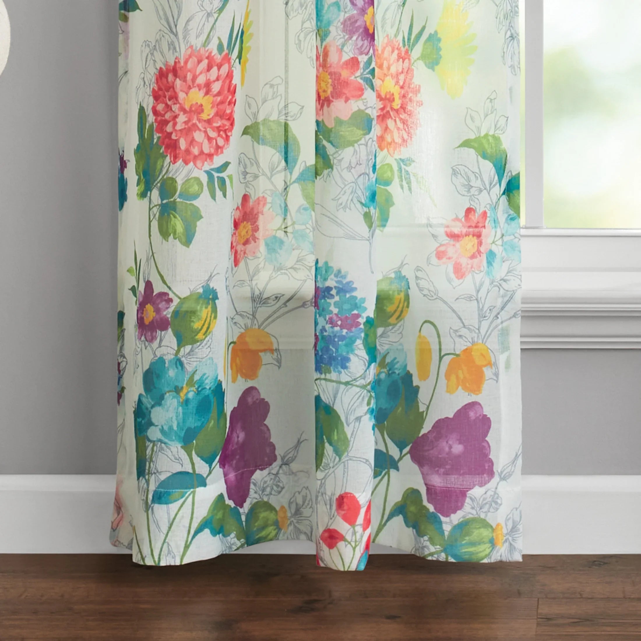 Multi, Curtain RodPocket Bouquet Polyester Blooming The 2 Woman 40x84, Floral, Pack Panel, Pioneer