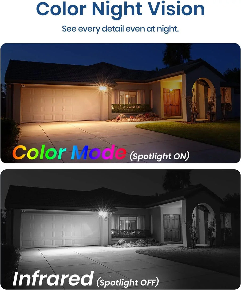 2K Night Alexa with Security Siren Detection with 2-Way Talk,Wifi Work Motion Outdoor Camera Cameras AI Alarm, Color Spotlight Vision, with & Solar Wireless Outdoor