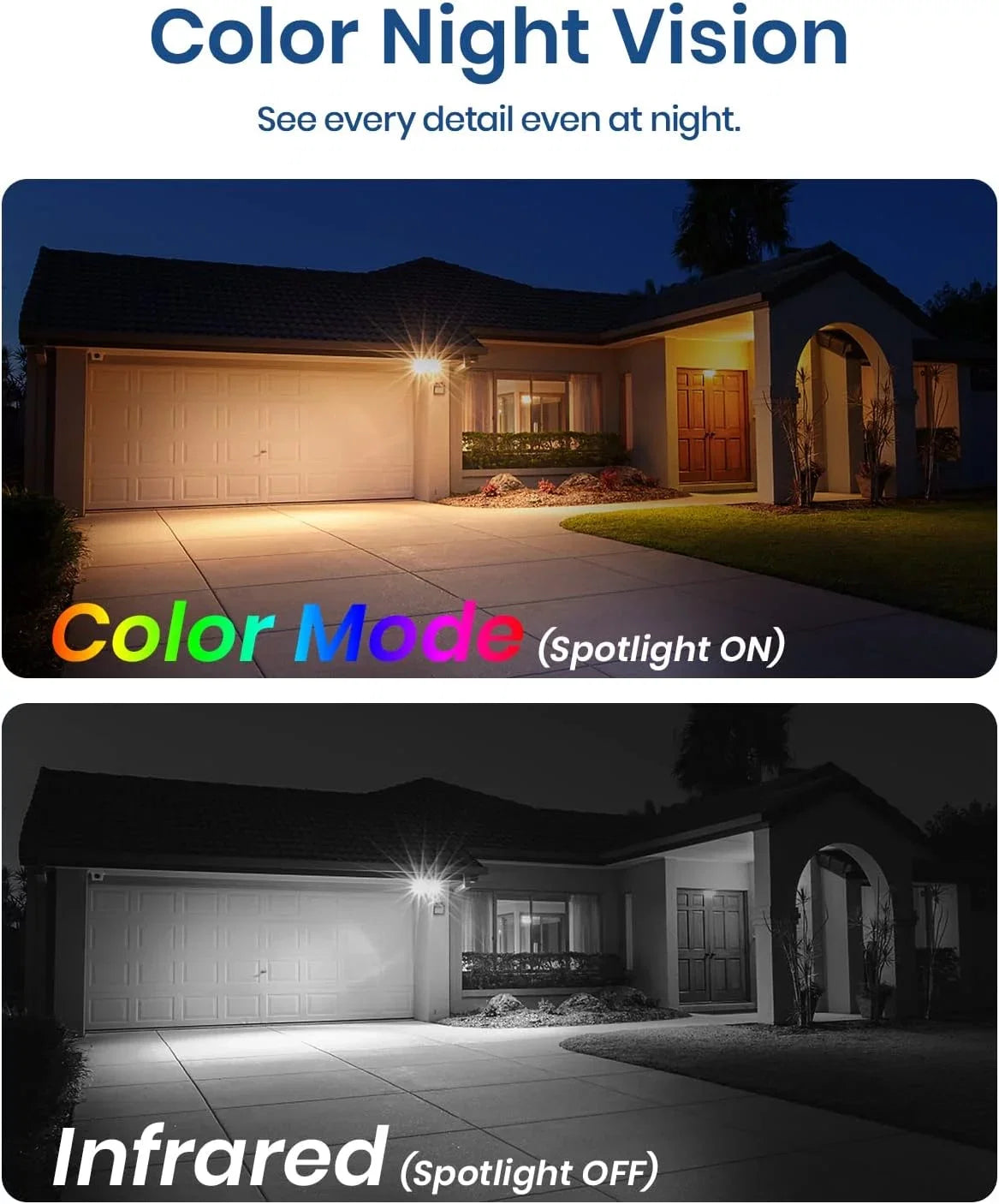 2K Night Alexa with Security Siren Detection with 2-Way Talk,Wifi Work Motion Outdoor Camera Cameras AI Alarm, Color Spotlight Vision, with & Solar Wireless Outdoor
