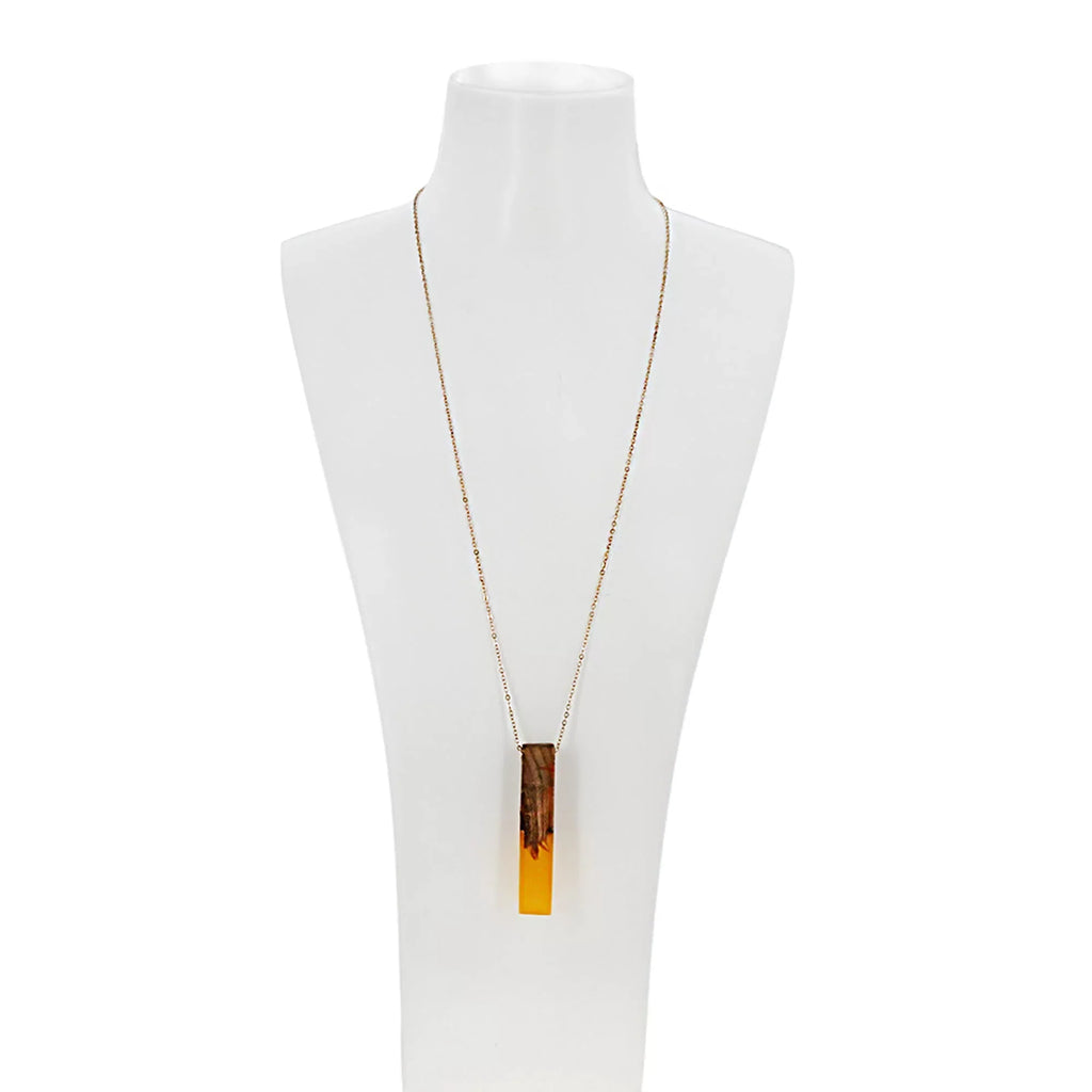 Pendant Blue Women Bar for Vertical Gift Yellow Wooden Wood Necklace Inc | Resin Box Anniversary Boutique