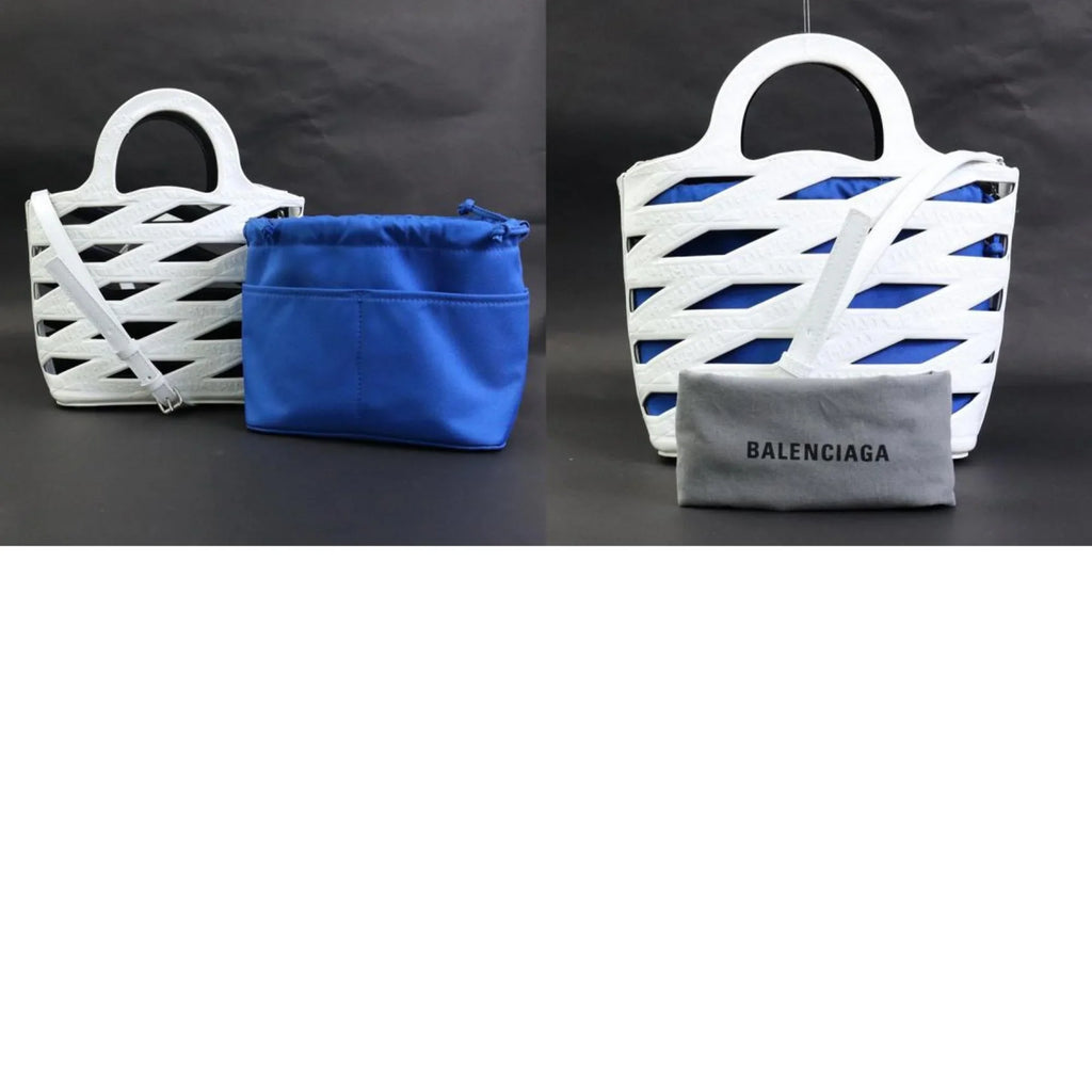 BALENCIAGA ladies 630708 handbag white bag leather patent shoulder Balenciaga diagonal (Good) Pre-Owned