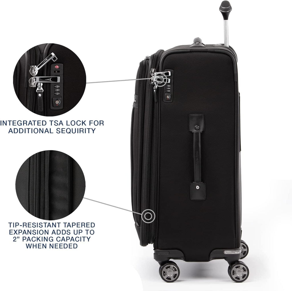 Men Lock, Black, 8 Expandable Softside and Travelpro Checked Checked TSA Suitcase, Shadow Black Spinner Platinum Medium Shadow 25-Inch Checked-Medium Luggage, Women, 25-Inch Wheel Elite