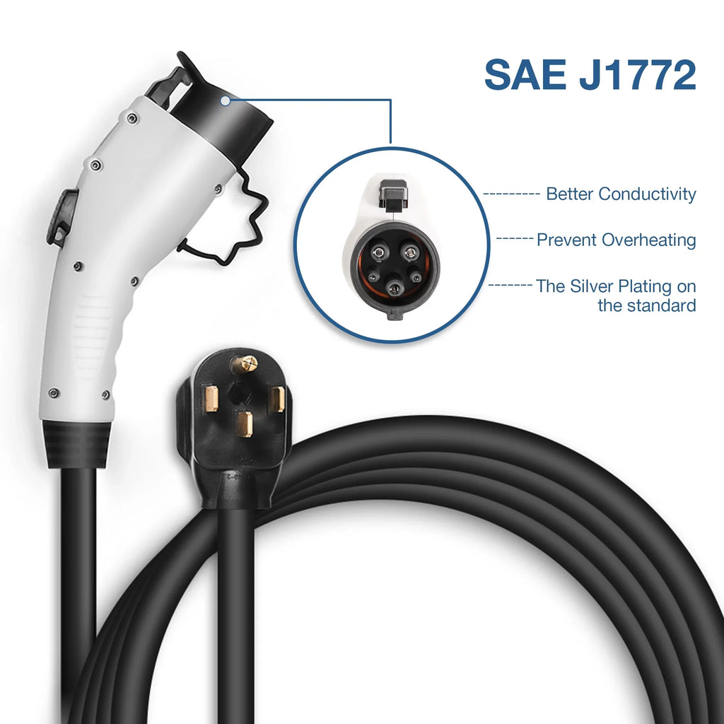Standard with 14-50 Charging ft NEMA ) Cable, 25 EV Indoor/Outdoor Level Station (40 J1772 240 Volt 14-50 Electric Charger NEMA Vehicle Plug Car Charging Portable SAE Amp, Charger 2