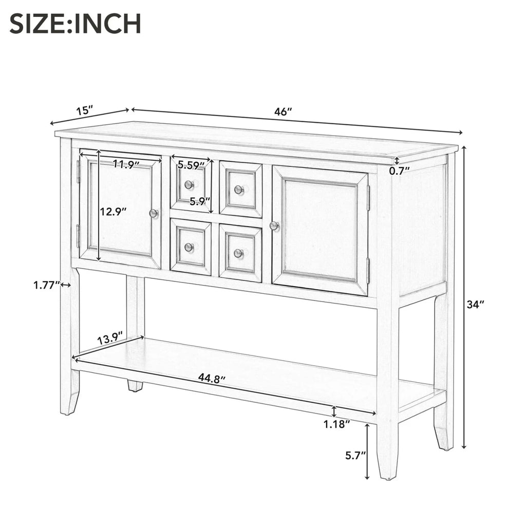 OLD Living (Espresso and Cambridge Drawers and Console WF190263AAP) Small with Storage Ample Table Entrances TREXM Series Shelf SKU for Four Rooms Kitchens Bottom Vintage
