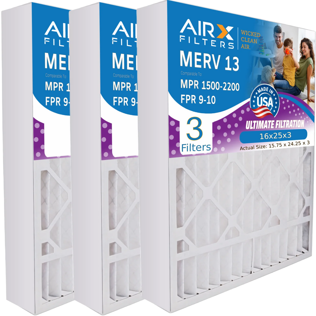 FPR 9 Pack X0581 16x25x3 Air 1500 AIR. Comparable with CLEAN MPR to WICKED 13 Compatible - Lennox 2200 Filter 3 FILTERS Filter Air by & MERV AIRX