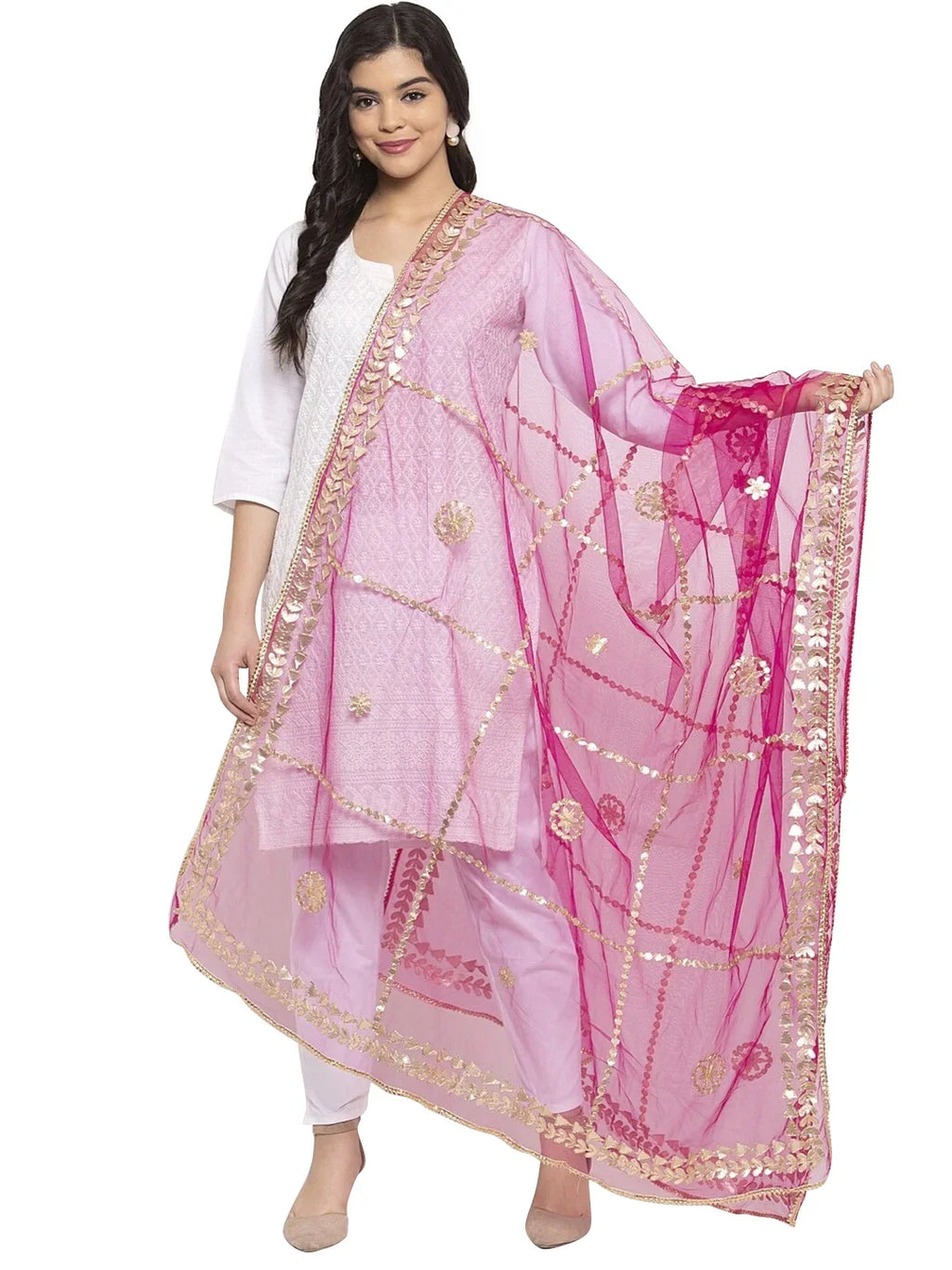 Ethnic eloria Scarf Shawl Woman's Floral Indian Magenta Dupatta, Stole, Chunni, Wrap