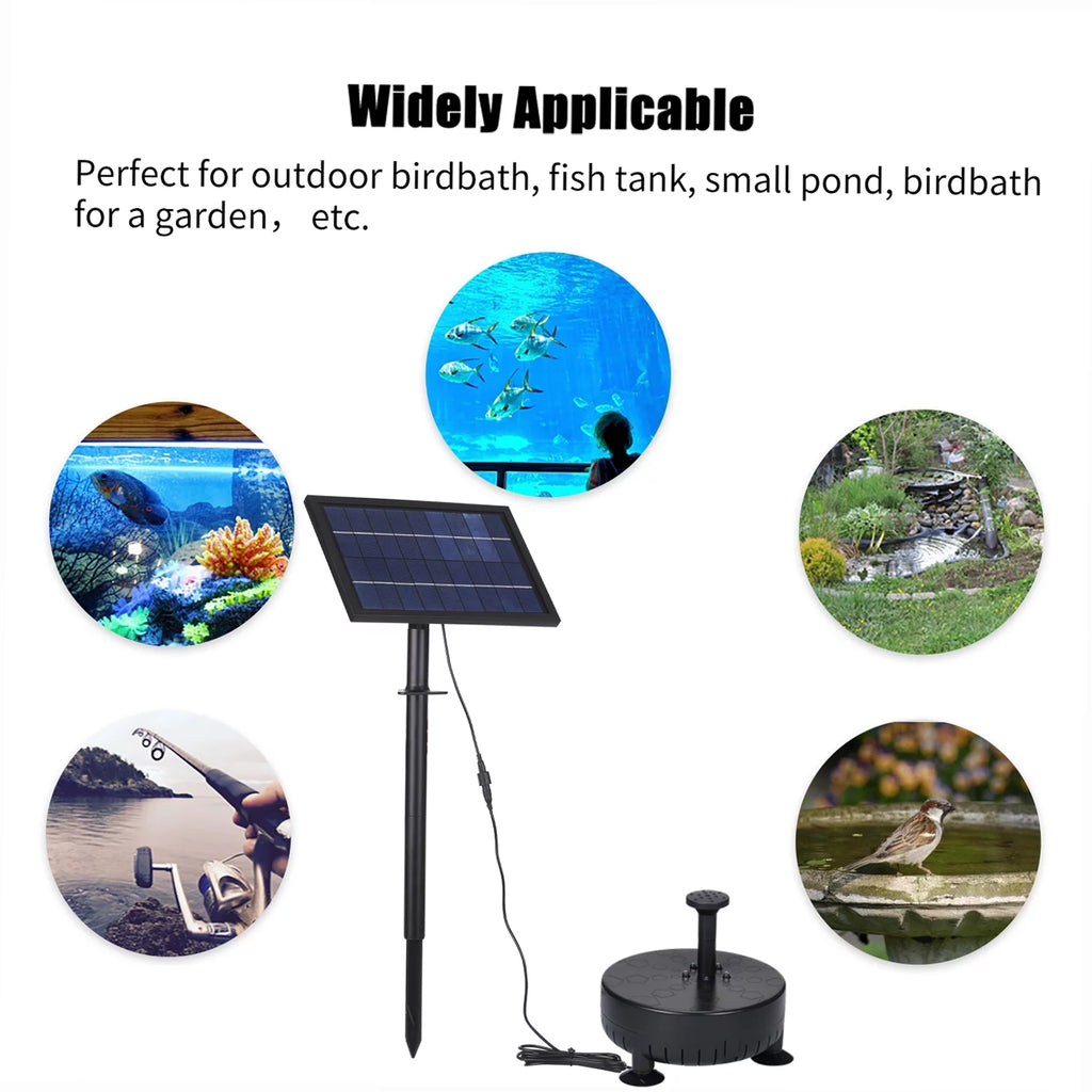 Water Water Solar Pond Pump Patio Pump Birdbath Panel Tank for 10V/8W Adjustable Fountain Panel Pump Solar with Lawn Small Fish Fountain Garden Pool Kit Powered Outdoor DIY Fountain