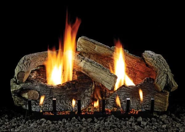 Aged IP Slope with VF Burner, Oak Stacked Logset 18" LP Glaze