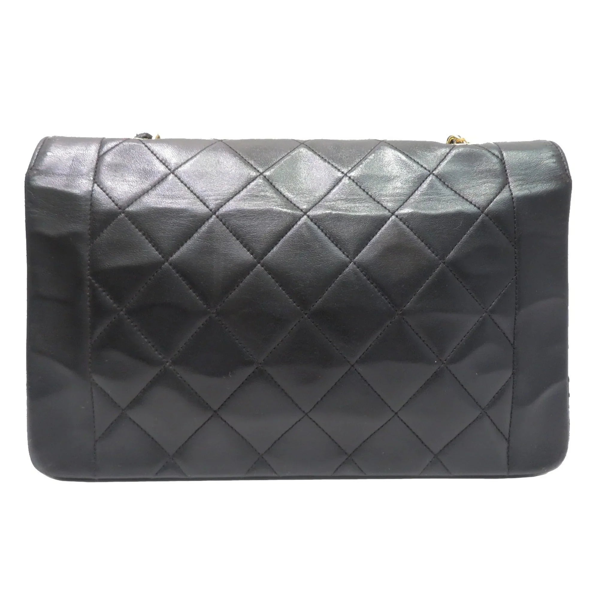 Black Lambskin Chain (Fair) Bag CHANEL Diana Women's Pre-Owned Matelasse Shoulder Chanel Men's