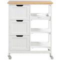 3 H White Bar, Storage for Easyfashion 33" Kitchen with Cart Serving Drawers