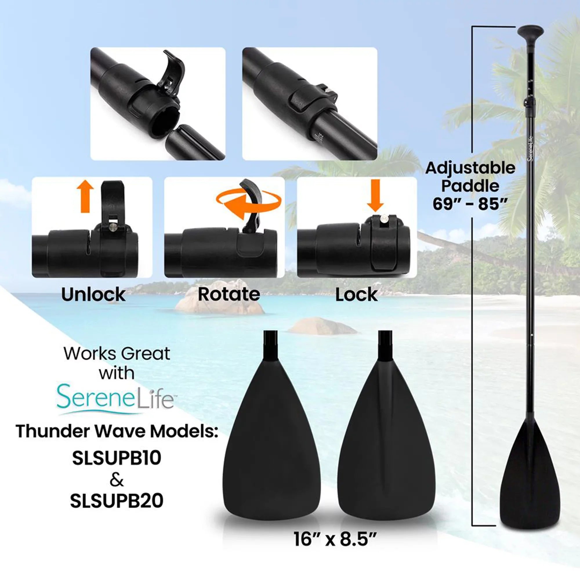 Height Oar Boards Serenelife with Up Universal Adjustable Paddle for Stand