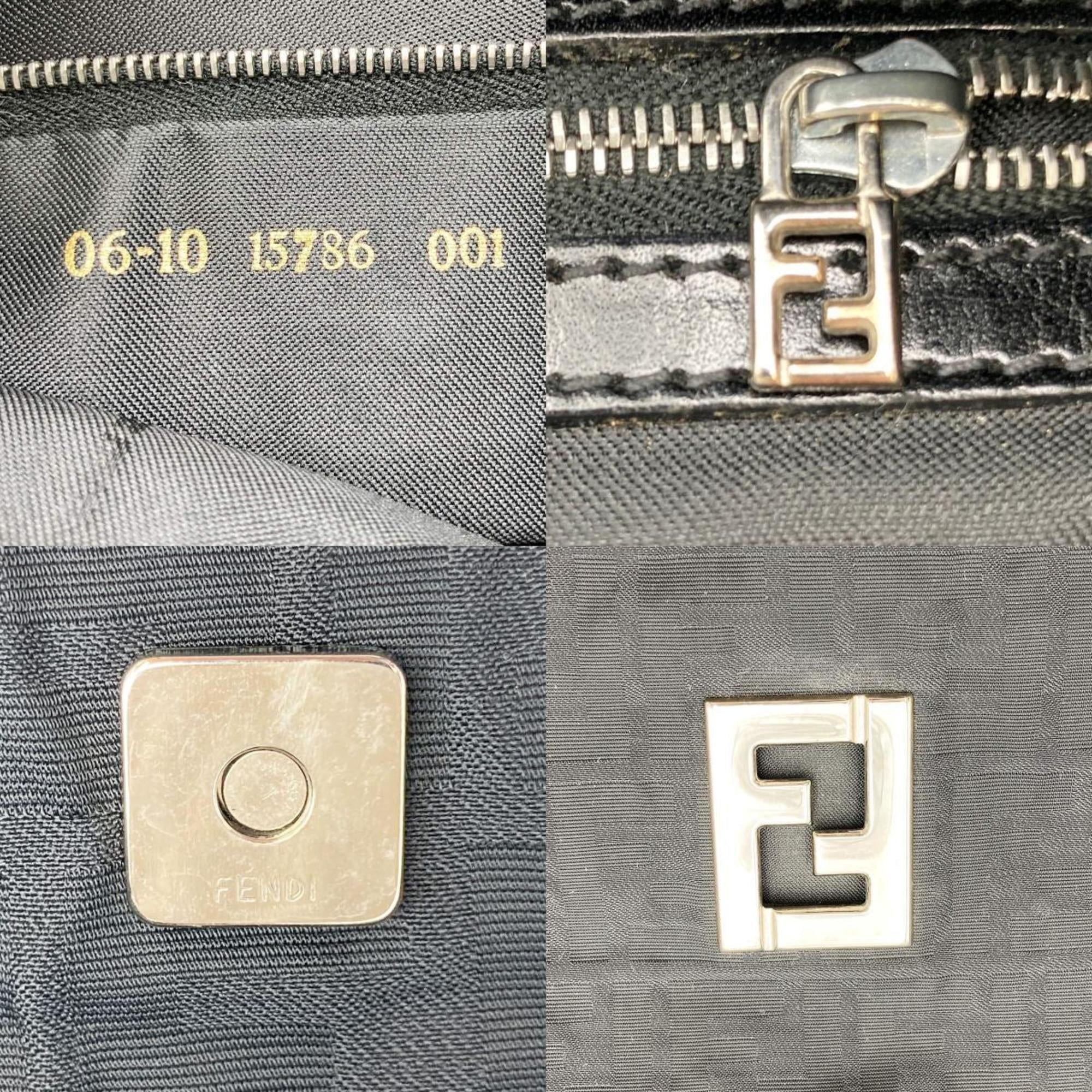 (Good) pattern Pre-Owned FENDI Zucca 15786 tote ladies canvas nylon handbag bag black