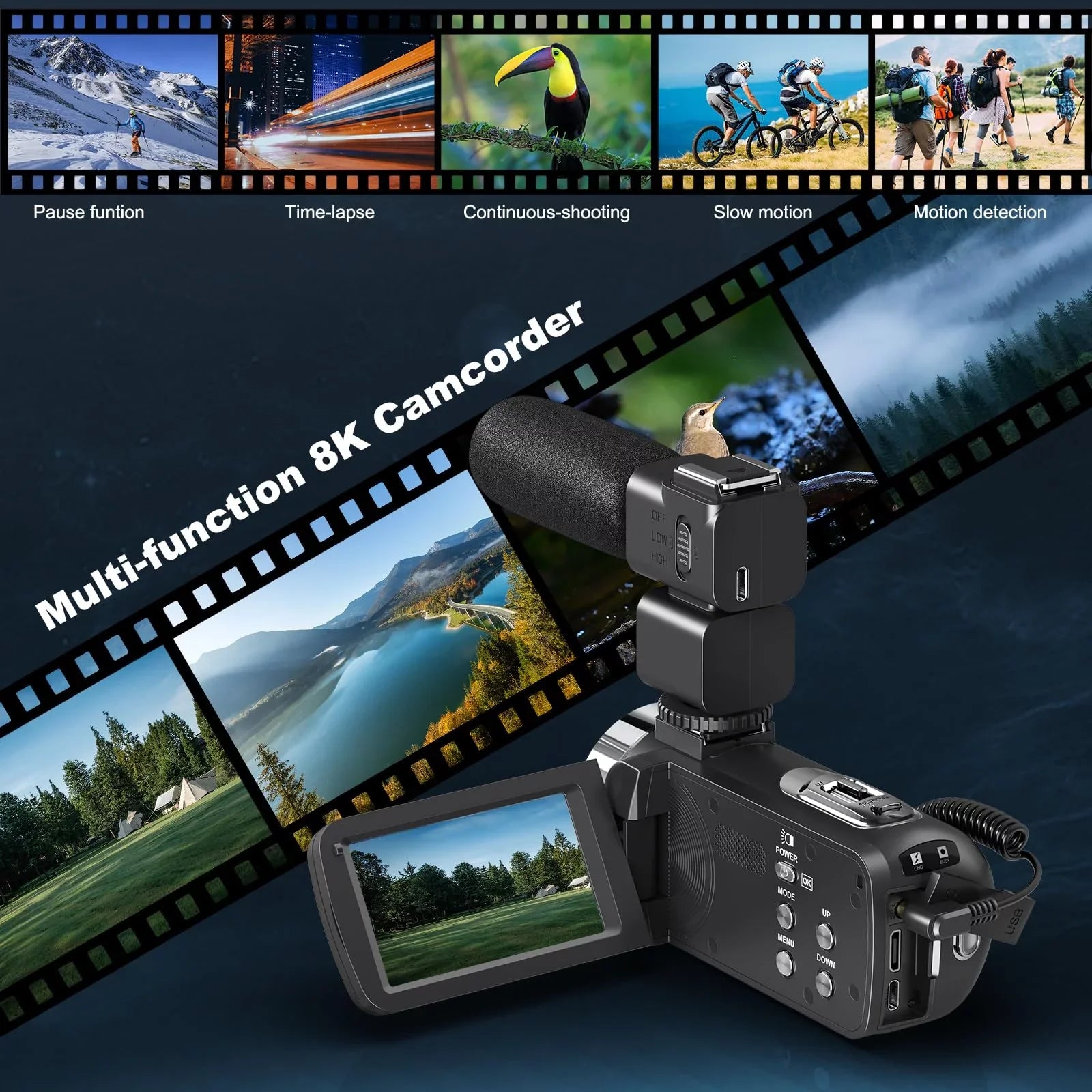 Youtube SD Camera Camcorder 64MP 32GB Remote Mic Video Card, Camera Camera Digital 18X and inch Vlogging 3.0 Video Screen Control, Flip 8K for Camera External 2.4G with Batteries MARVUE Two