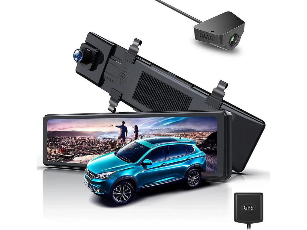 IPS Cars Mirror Vision,GPS with Mirror Touch Rearview Backup Sensor,Night for Camera,12" Cam Assistance/Monitor Screen Full 4K Parking Dash Tracking,