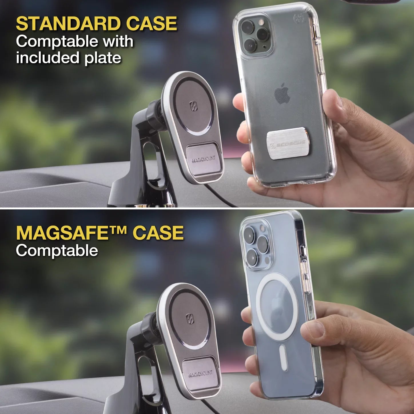Dash/Vent Galaxy iPhone, Compatible Mount W/ Charging Scosche Magnetic Wireless MagSafe MPQ5DV-SP1