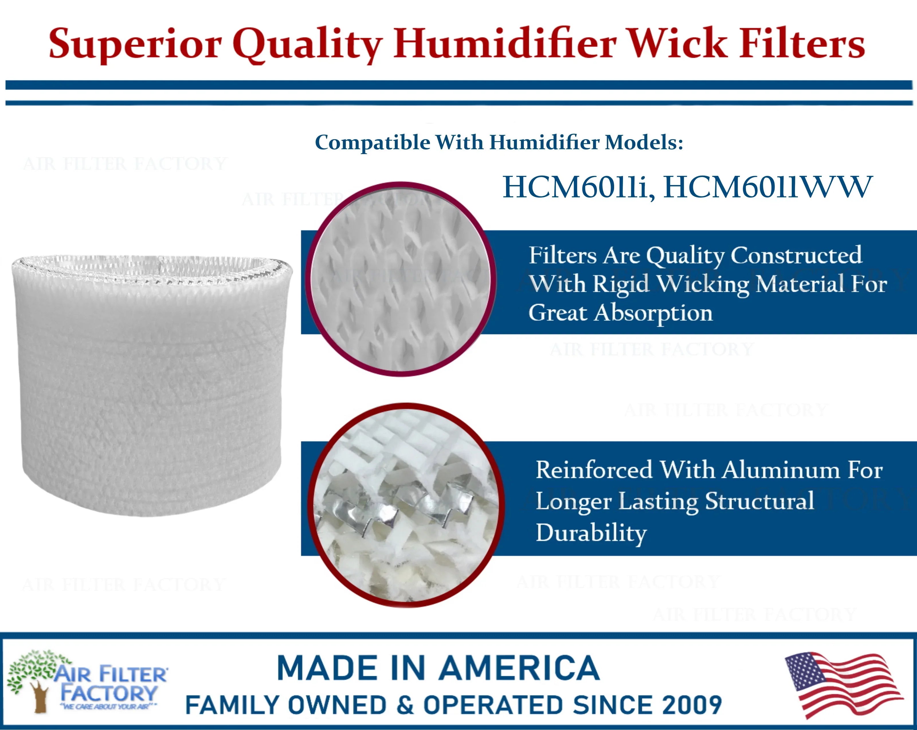 Filter HCM6011i, Wick HCM6011WW 2-Pack Honeywell Factory Filter Compatible Humidifier with Air