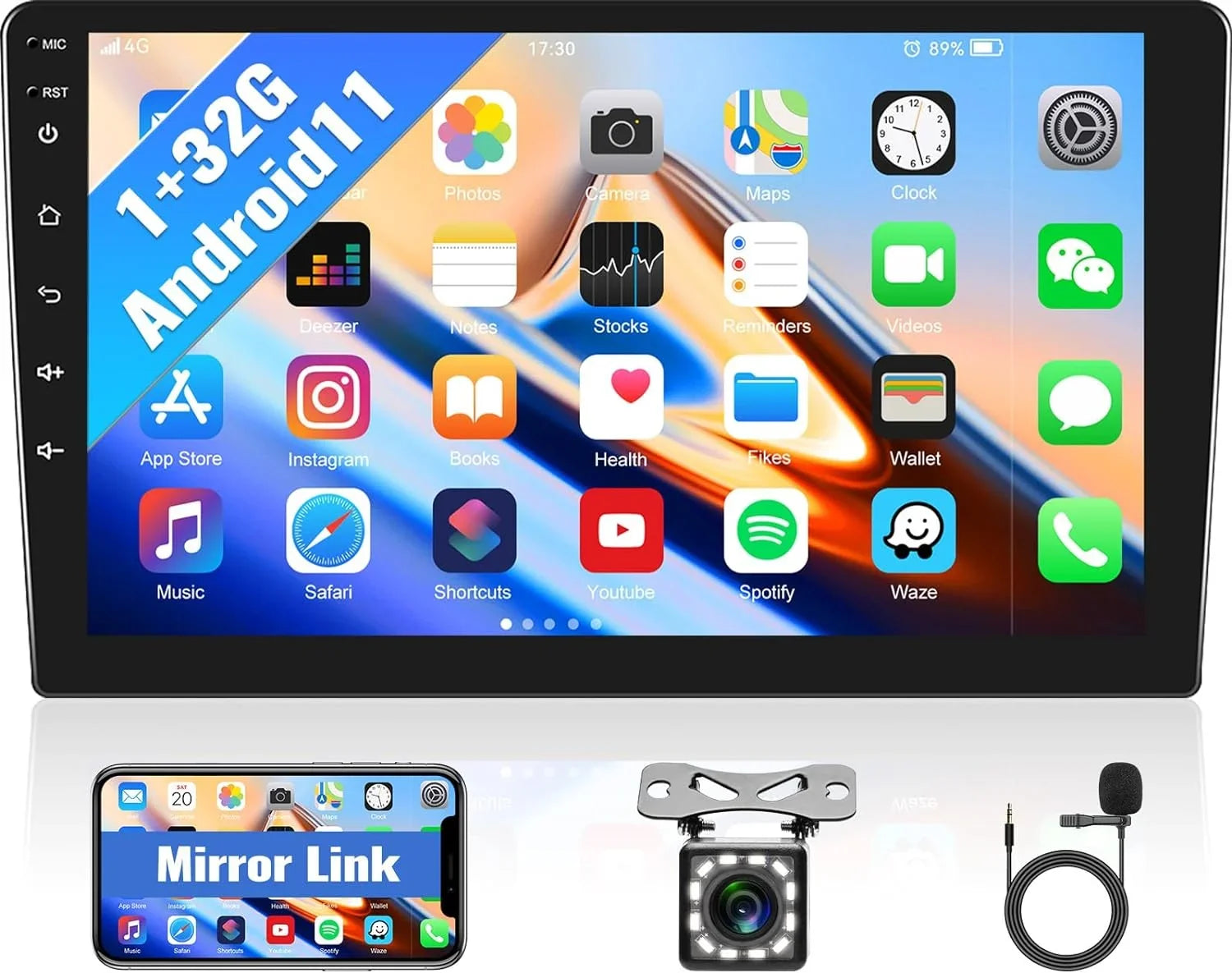 13 Auto,Navi,WiFi,Bluetooth,FM/RDS+ Inch Android Radio Handsfree,Wireless Stereo, Wireless Camera with Din Bluetooth 10.1 Microphone Car Carplay 1+32G Single Android Rear Car
