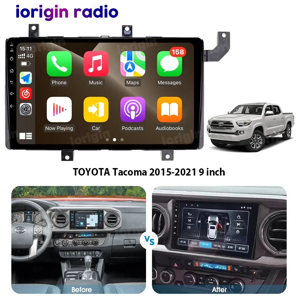 GPS Tacoma 2016-21 with Carplay Radio Head 4+32GB Bluetooth N300 Android Camera For Toyota 13 Unit Backup