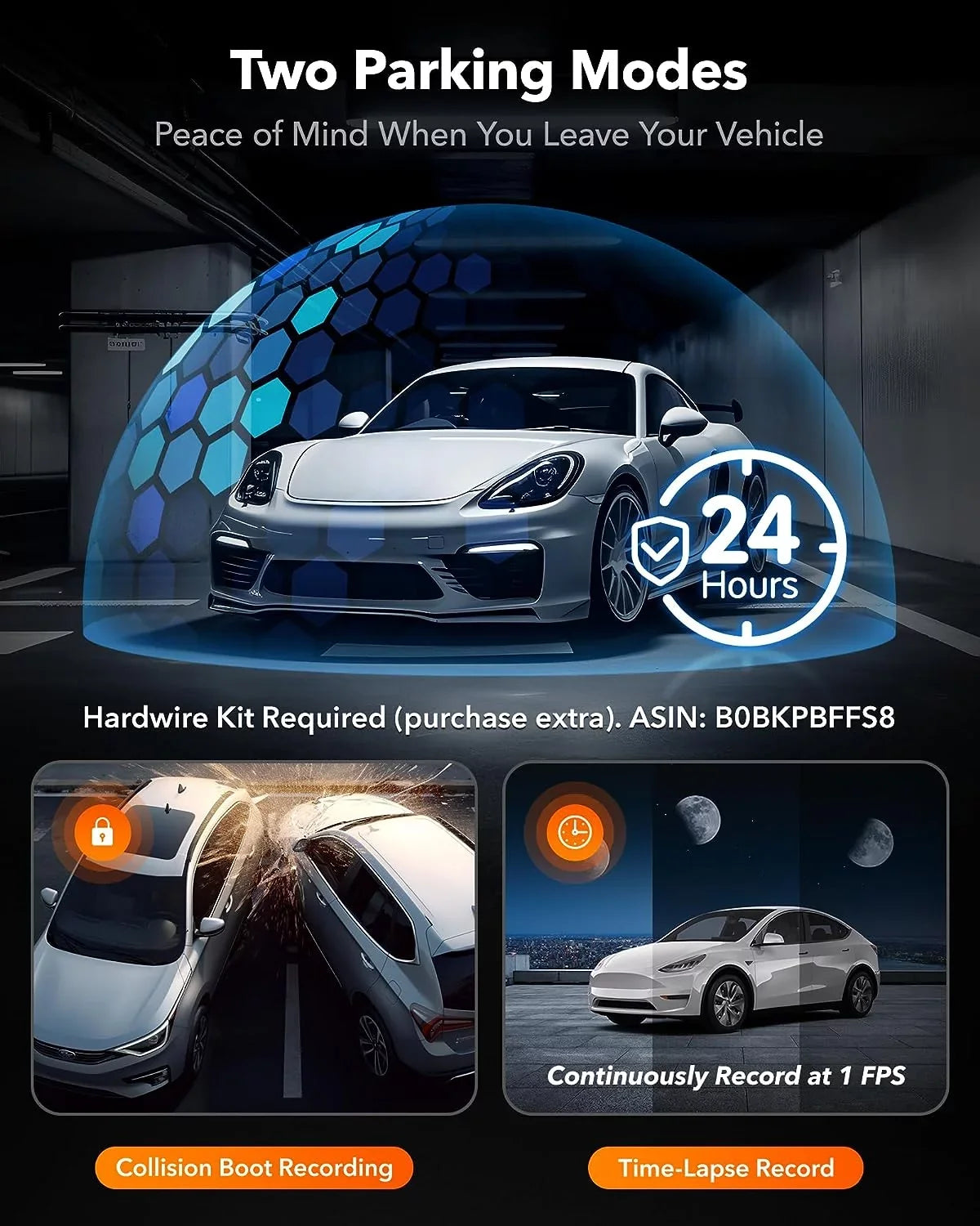 Dash Super WOLFBOX Night WiFi&GPS, Cam Parking IR G-Sensor, 4K Vision, 24H LCD 3 Front Loop Rear Monitor 3" Channel, DashCam with and Recording,