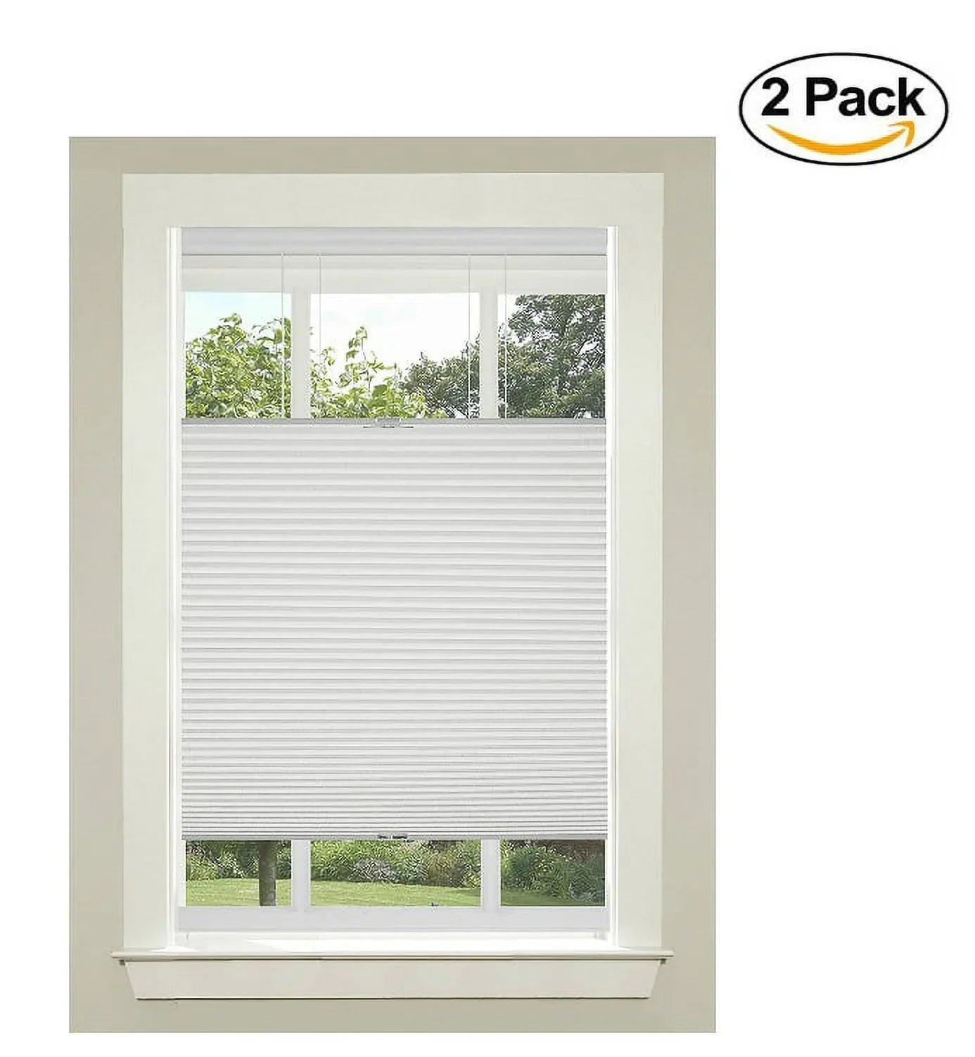 Pleated Achim 64", 2) Furnishings of Honeycomb by 39 Cellular White (Set Shade, Cordless Top-Down Home