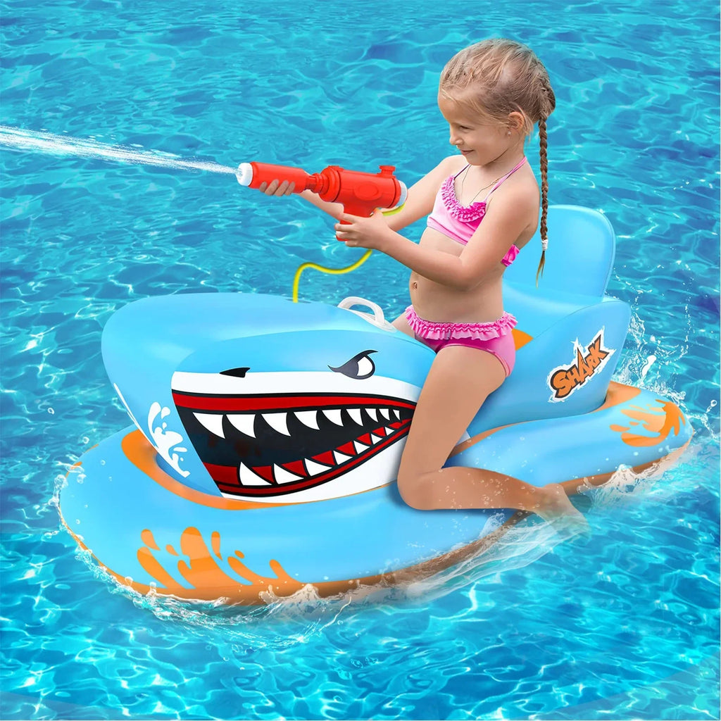 Waterpistol Pool Pool Ride-on with Girls Game Kid for Age Pool Floats 3-12 Boys for Kids,Shark Toys
