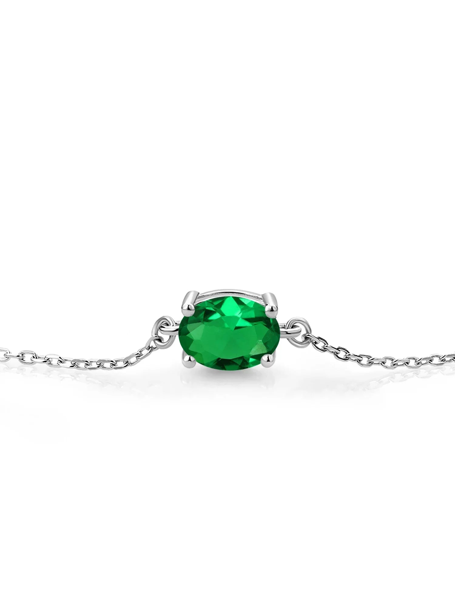 8X6MM, Solitaire Stone Oval 925 Gemstone Adjustable For to Sterling Nano Silver Bracelet May Green (0.75 inch) Gem Cttw, Fully Up 9 Women King Emerald Birthstone,