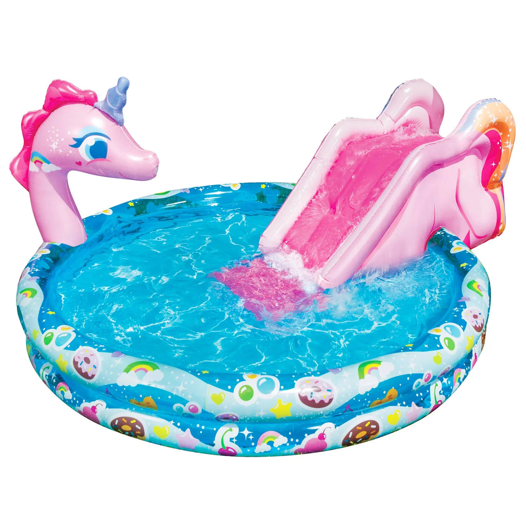 Pool, Width: Outdoor in, in, Backyard Length: Splash 78 Unicorn 'N Toy Slide Spray in, Height: Inflatable Water Banzai Splash 60 32
