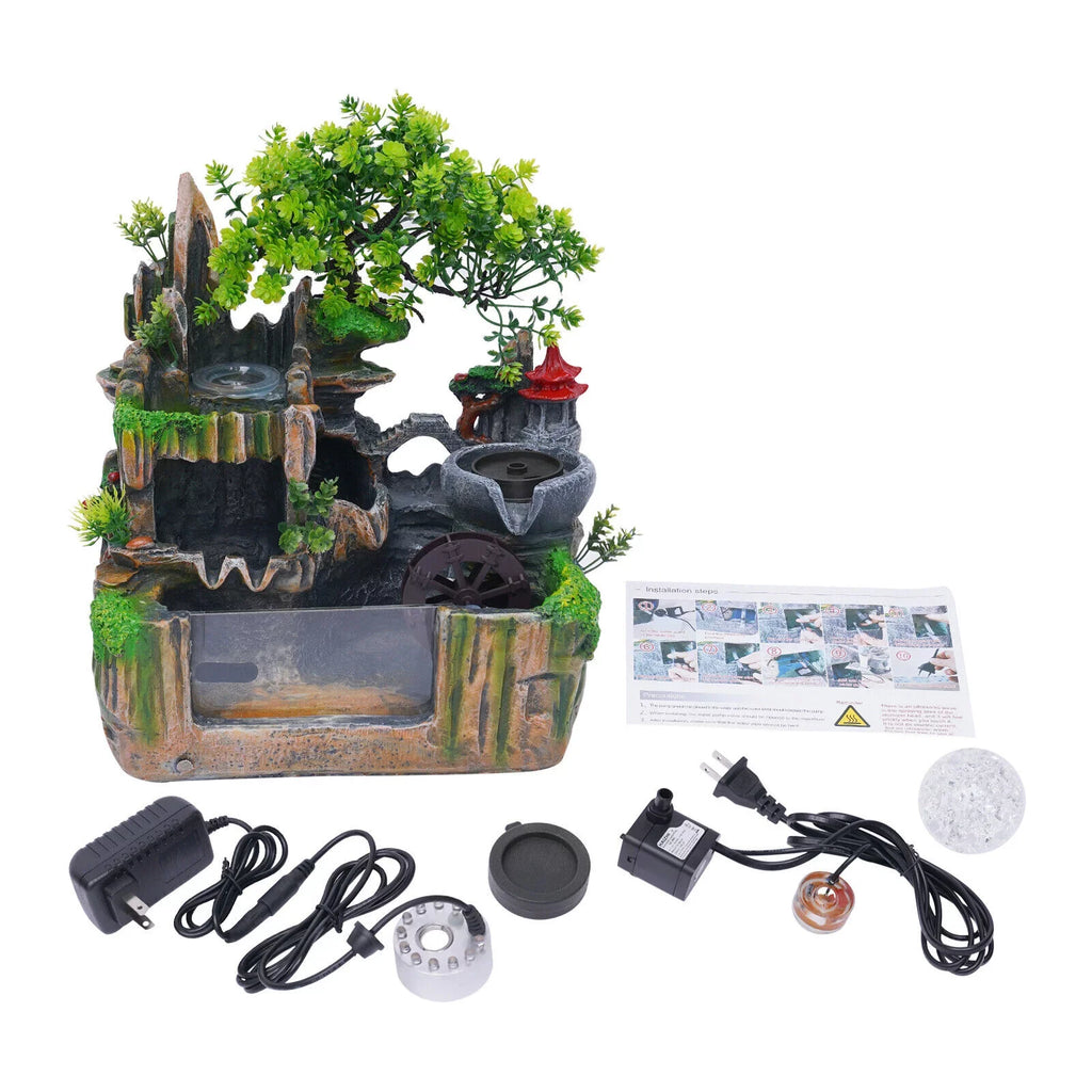 Ball Fountain Led Indoor for Rockery Lamp Classical + with Decor Atomizer Glass