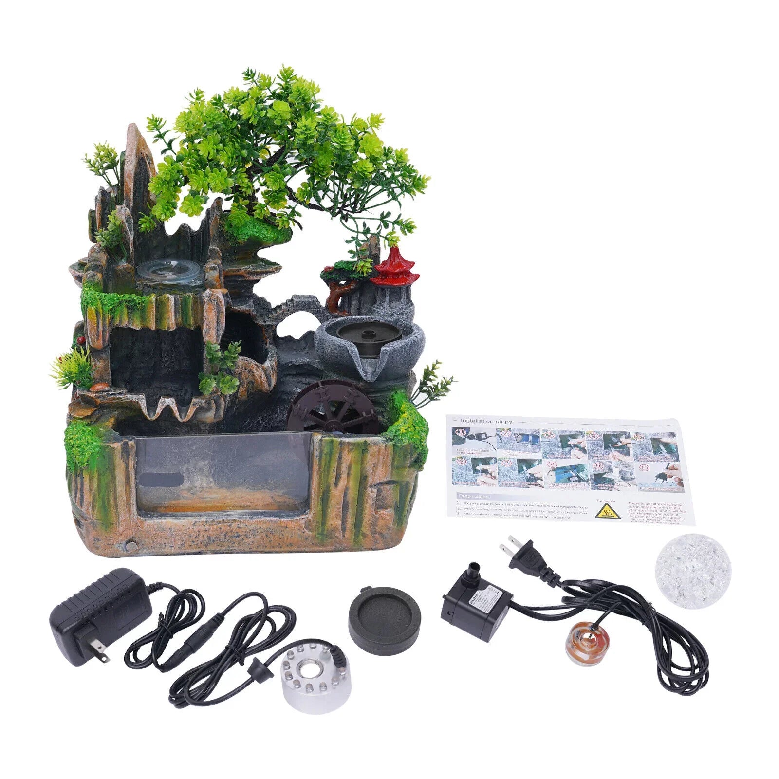 Ball Fountain Led Indoor for Rockery Lamp Classical + with Decor Atomizer Glass