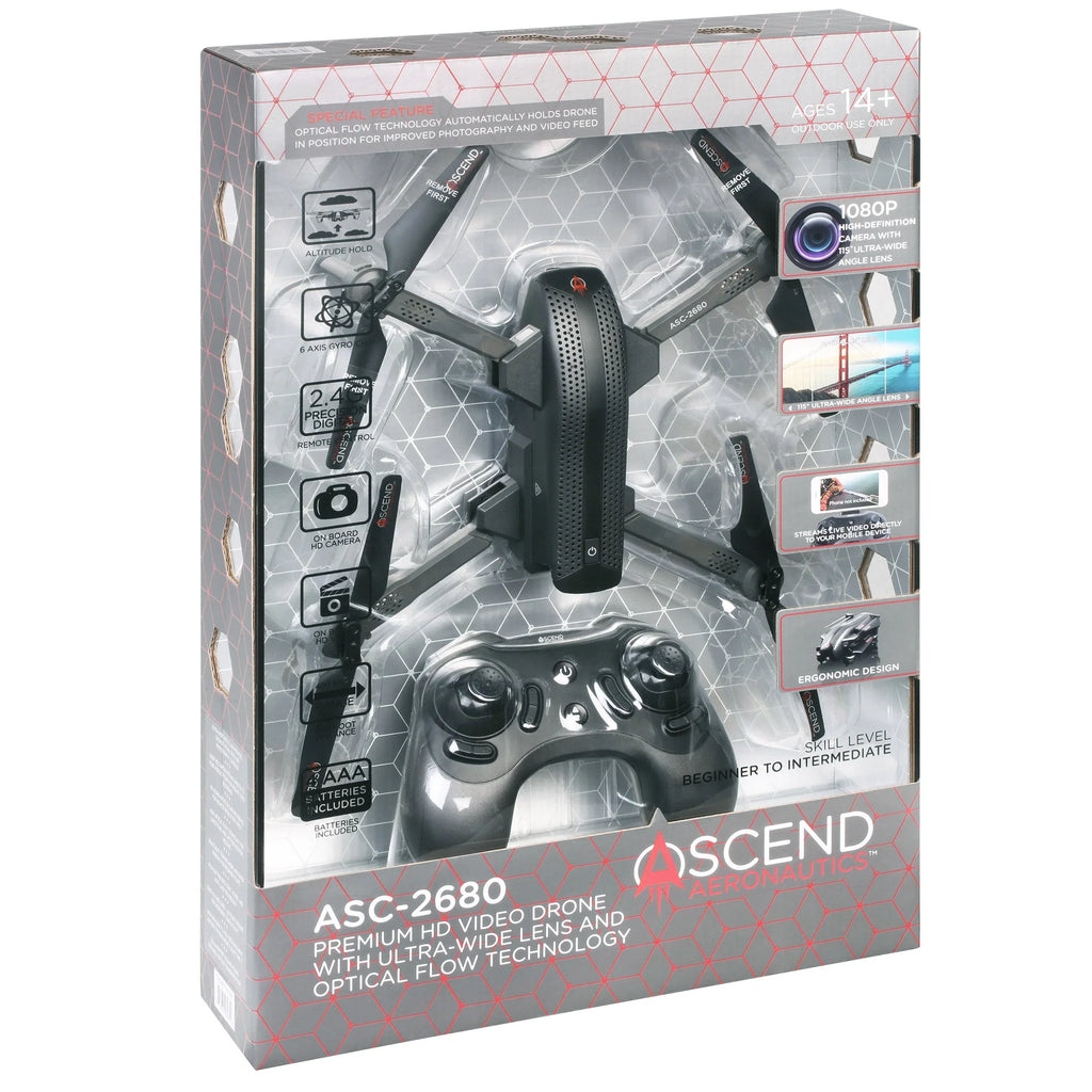 Premium Ascend Drone Ultra-Wide Video Aeronautics ASC-2680 Camera HD with Lens