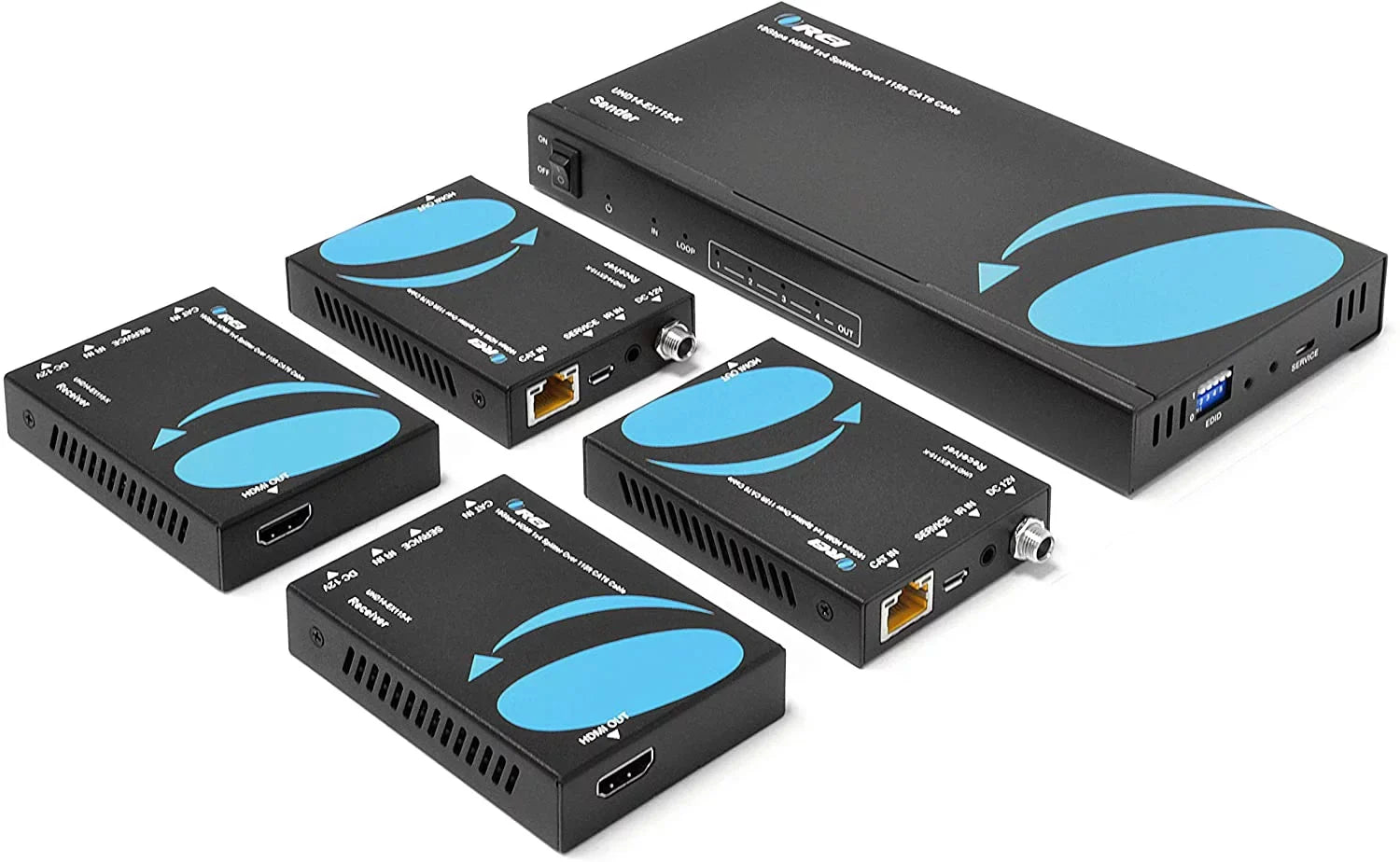 115 With to Extender EDID Up Over Remote OREI Ft Splitter Out - Cable by Multiple 4:4:4 Latency 4K@60Hz HDCP Management Loop 4K Low IR - HDMI CAT6/7 - Single 1x4 Support Full 2.2 -