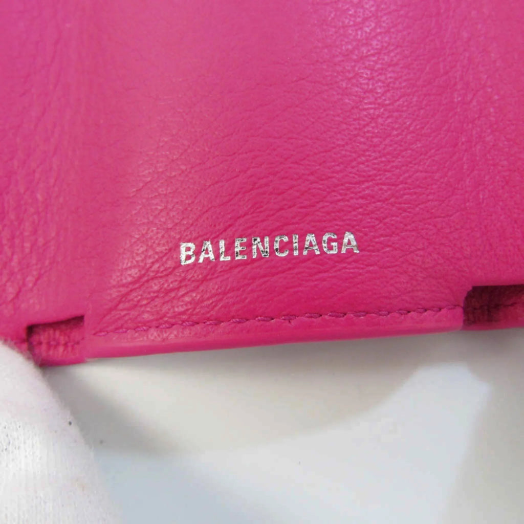 Women's (tri-fold) (Good) Pre-Owned Mini Balenciaga Wallet Wallet Paper Leather Pink 391446