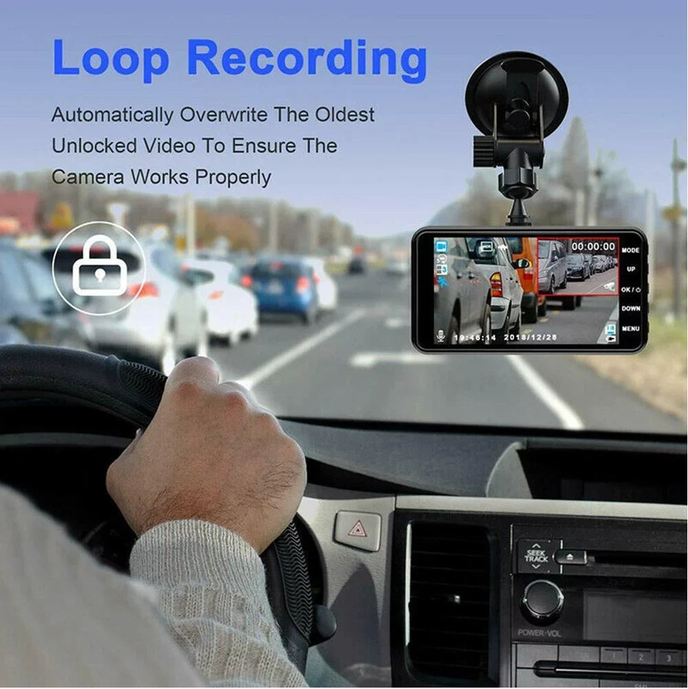 DVR Front Screen 1080P Dash Lens and Car Cam Rear Touch Camera 4" Dual Recorder