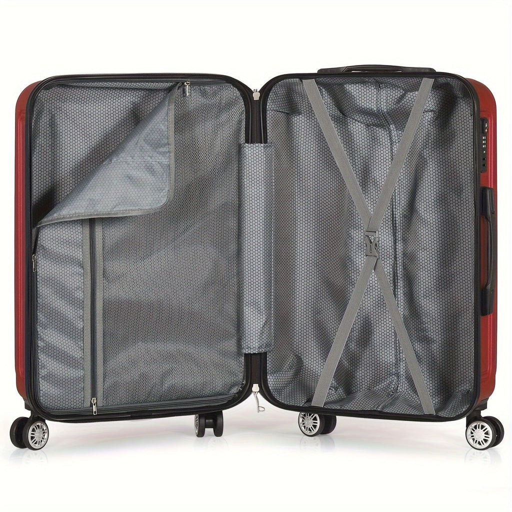 Cases Outdoor Red Wheels Shell For Luggage Minimalist With Trip, Hard Travel Spinner