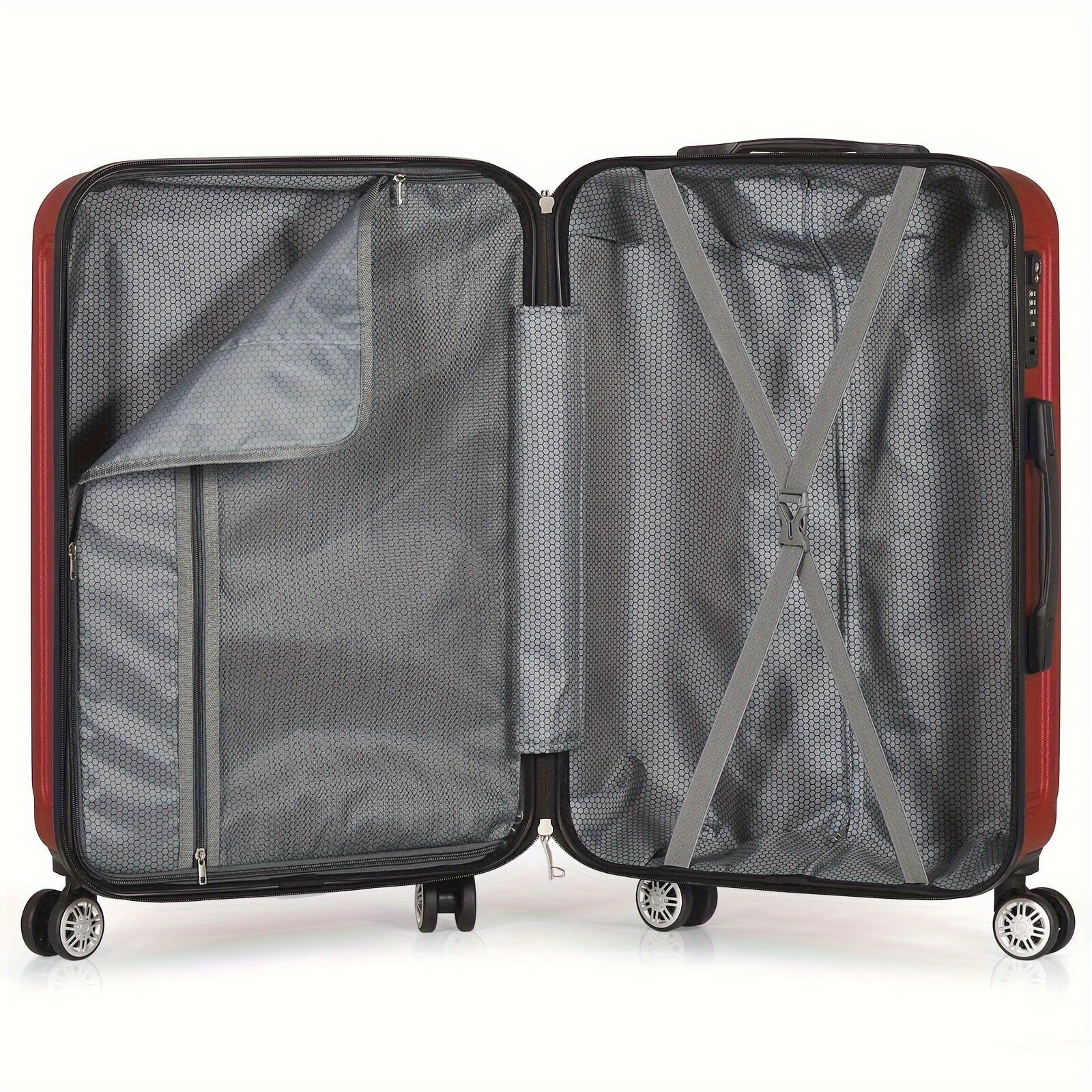 Cases Outdoor Red Wheels Shell For Luggage Minimalist With Trip, Hard Travel Spinner