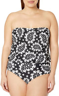 20W, Black/White Blouson ANNE Swimsuit, NWOT Bandeau COLE Piece US One