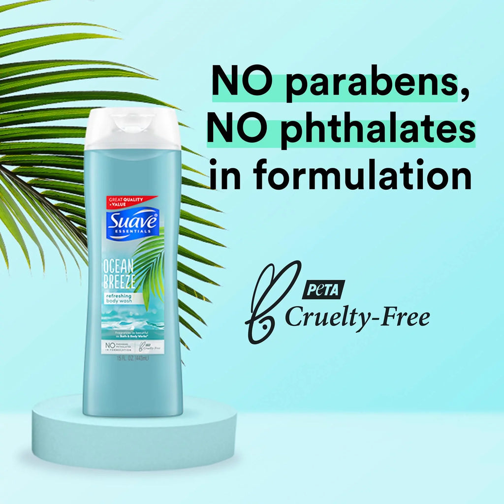 Vitamin Body Algae oz, Suave of 6 Breeze Ocean Skin Sea Hydrated, Wash with and For Smooth Extract 15 Pack Essentials E