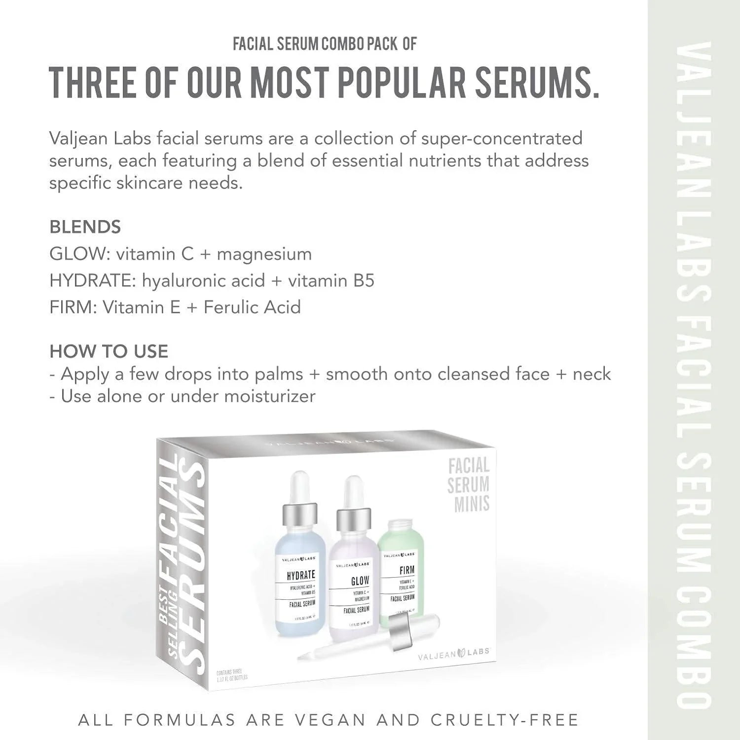 '- Bottles and Cruelty Paraben Labs Ingredients - Targeted Combo of Free, Glow, Pack Facial Serum, 1oz Supercharged, Firm Skincare Valjean Hydrate, Free,