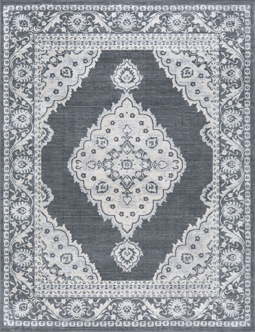 Madison 7' Traditional Tayse Rectangle Garlands x MDN3841 Dark 5' Medallion Rug Area Gray
