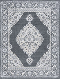 Madison 7' Traditional Tayse Rectangle Garlands x MDN3841 Dark 5' Medallion Rug Area Gray