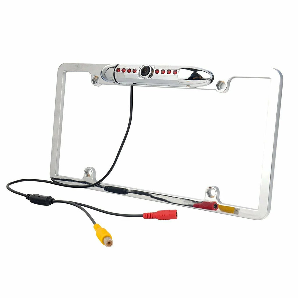 IR Night Plate Car Backup 8 CMOS Camera Chrome Vision US License Rear Frame View