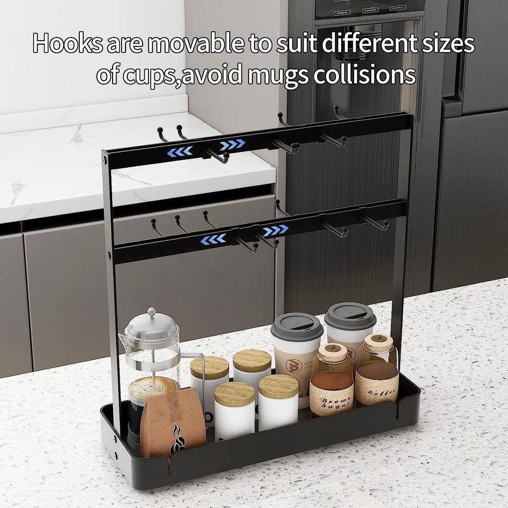 16 Base Coffee Movable for Countertop, Tree with Hooks Rack Tier Mug Mug Holder Storage Cup Holder Cup Hooks,2 Holder Black BOIVSHI Coffee with