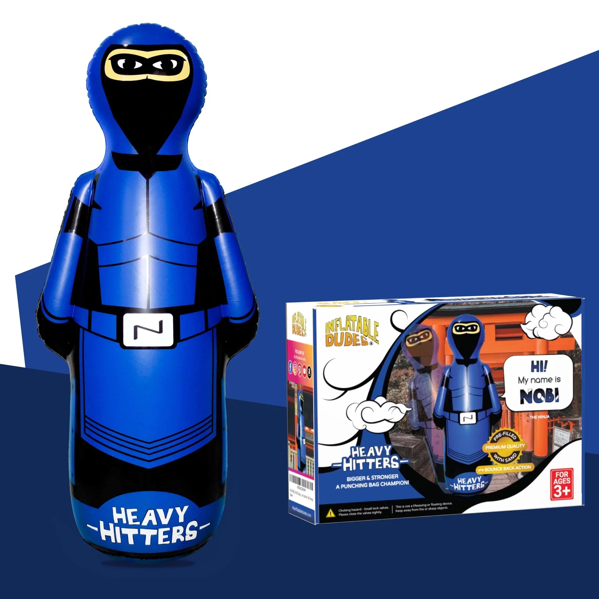 Ninja Sand - Dudes) with (Inflatable Punching 63 |Filled inches Large Kids Bag