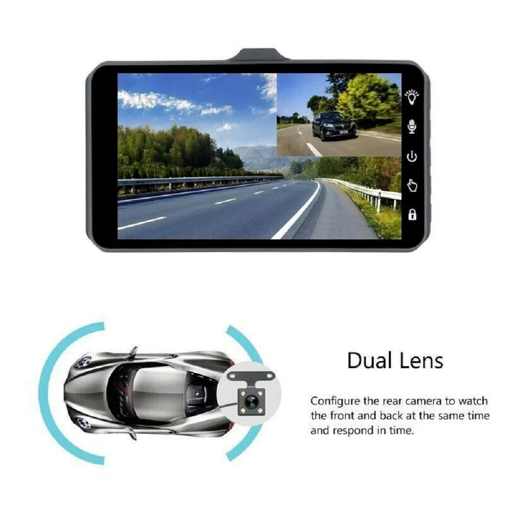 DVR Front Screen 1080P Dash Lens and Car Cam Rear Touch Camera 4" Dual Recorder