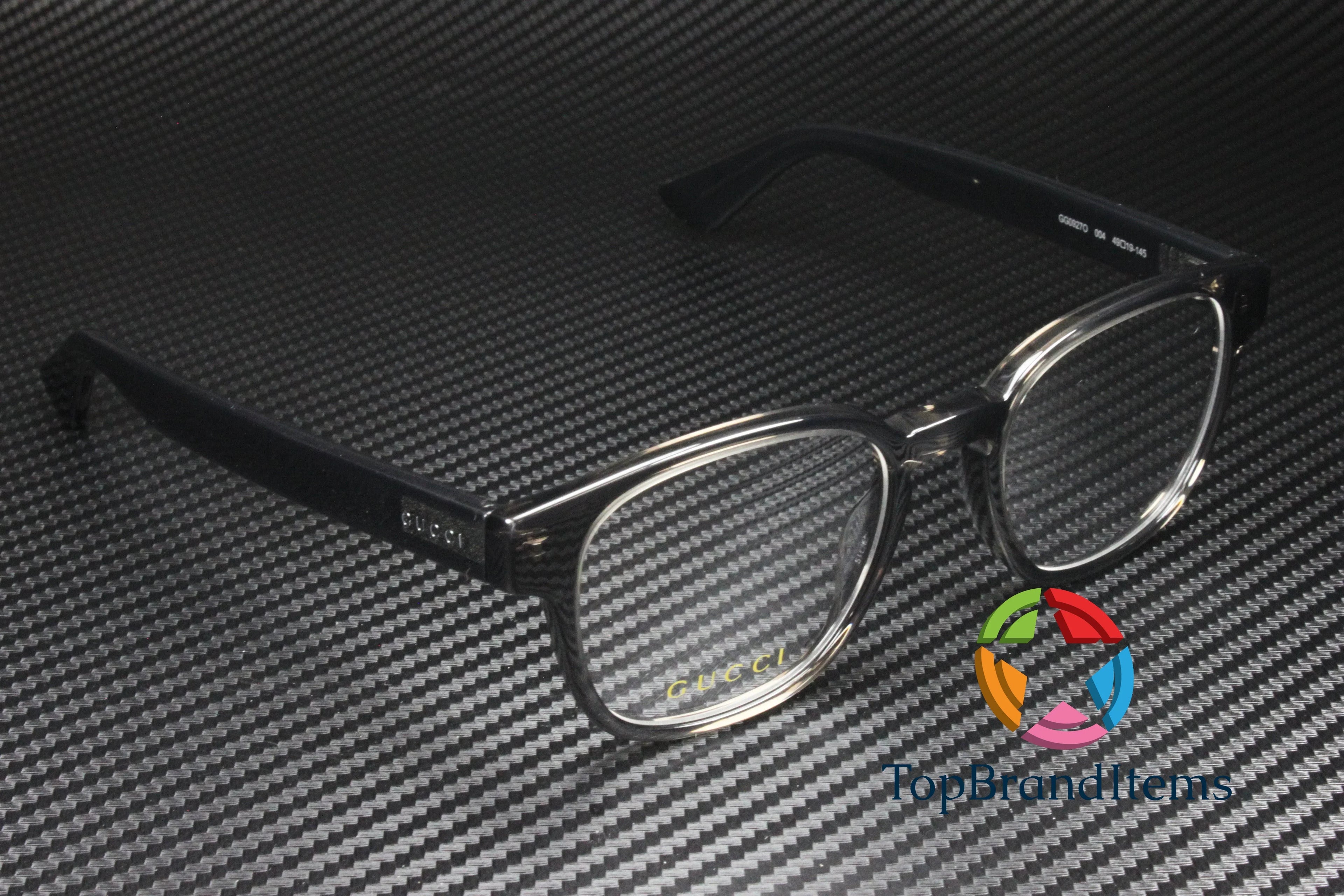 mm Rectangular Eyeglasses 004 Men's Square GUCCI 49 Lens Grey Shiny Demo GG0927O