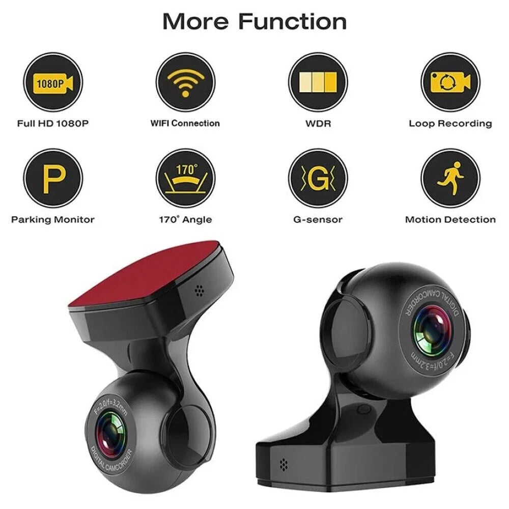 170&deg; - Cam HD Camera WiFi Car Recorder 1080P Cam Dash