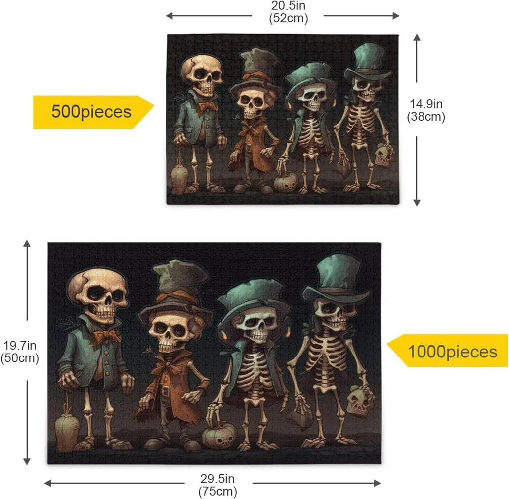 Zigsaw Halloween Friends 500 Bag, Kids with Brain Dreamtimes Puzzle Jigsaw Skeleton Gift Challenging Game Print, Exercise Family Alphabet Puzzle for Partition Parents Storage Wooden Adults, PCS for
