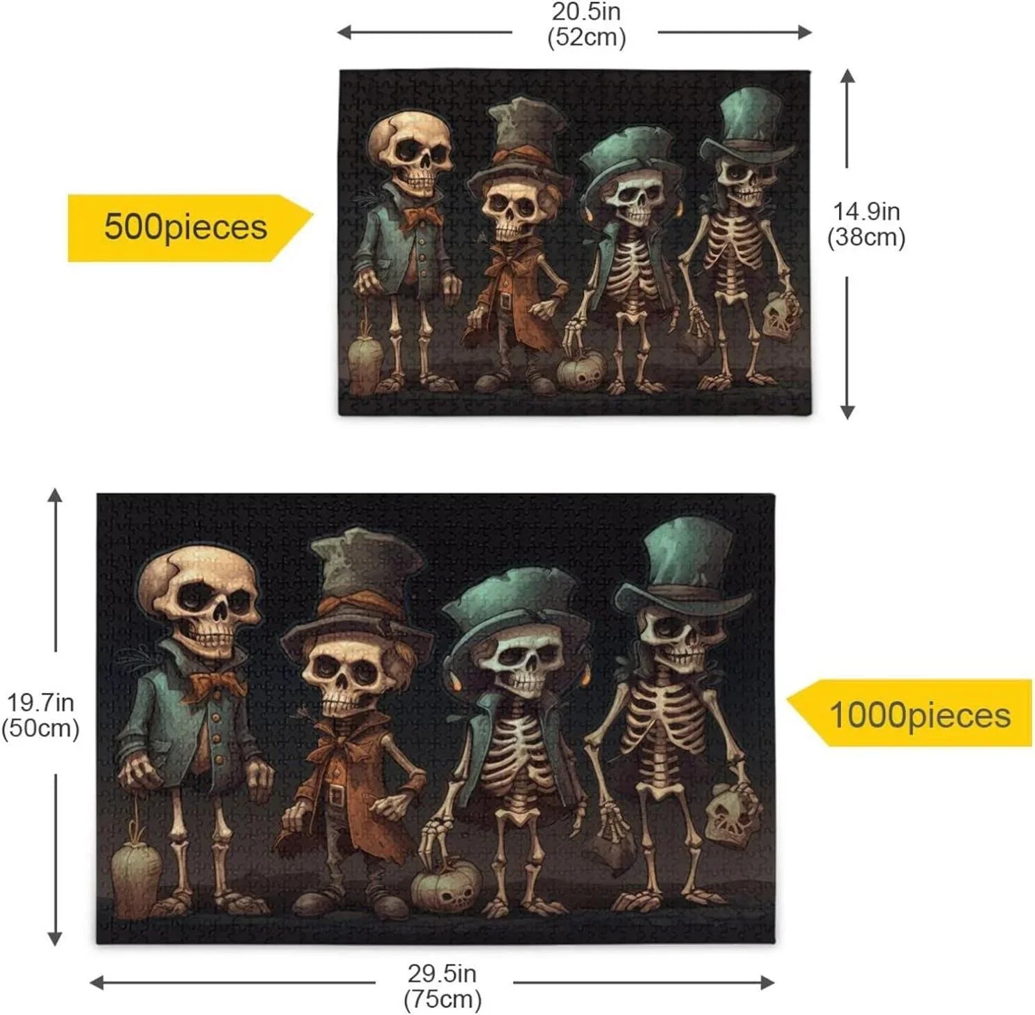 Zigsaw Halloween Friends 500 Bag, Kids with Brain Dreamtimes Puzzle Jigsaw Skeleton Gift Challenging Game Print, Exercise Family Alphabet Puzzle for Partition Parents Storage Wooden Adults, PCS for