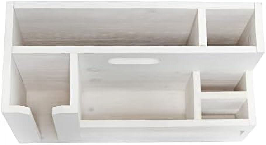 Pantry Events Picnic, Breakfast & BBQ Condiment Handle W Cutout Compartments Kitchen For Picks Flatware Wooden Utensils & Farmhouse Caddy Wash Organizer D¨¦cor Countertop Wht